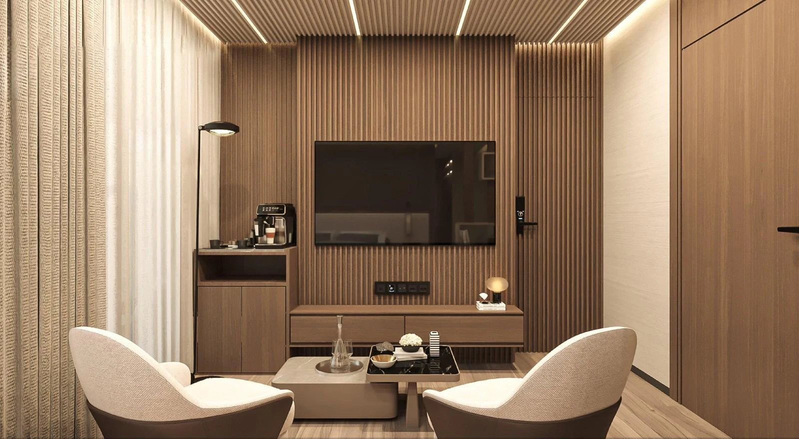 The salon features a modern design with comfortable seating and a large flat-screen TV. aboard JASMINE Yacht for Sale