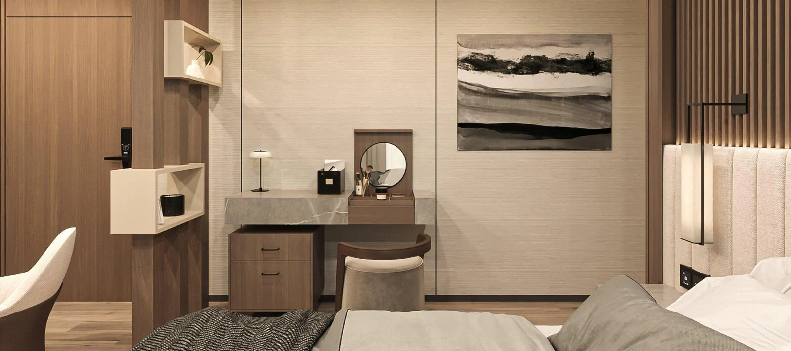 The stateroom features a modern design with elegant furnishings and a serene ambiance. aboard JASMINE Yacht for Sale