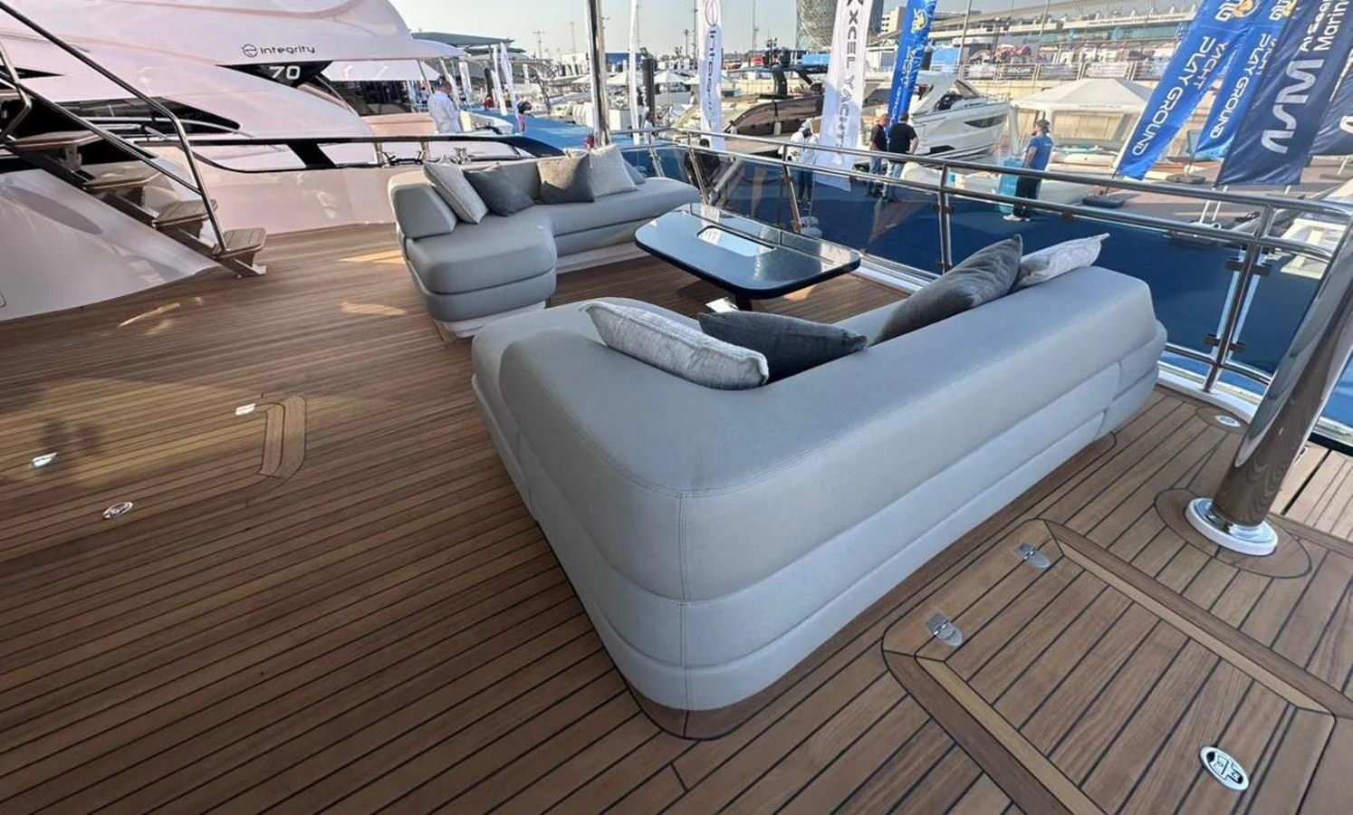 a lounge chair on a deck aboard XCEL 70 Yacht for Sale