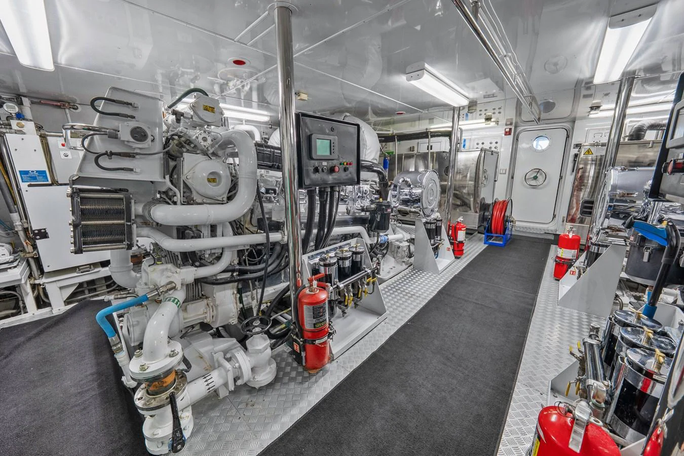 a room with machinery aboard NICOLE EVELYN Yacht for Sale