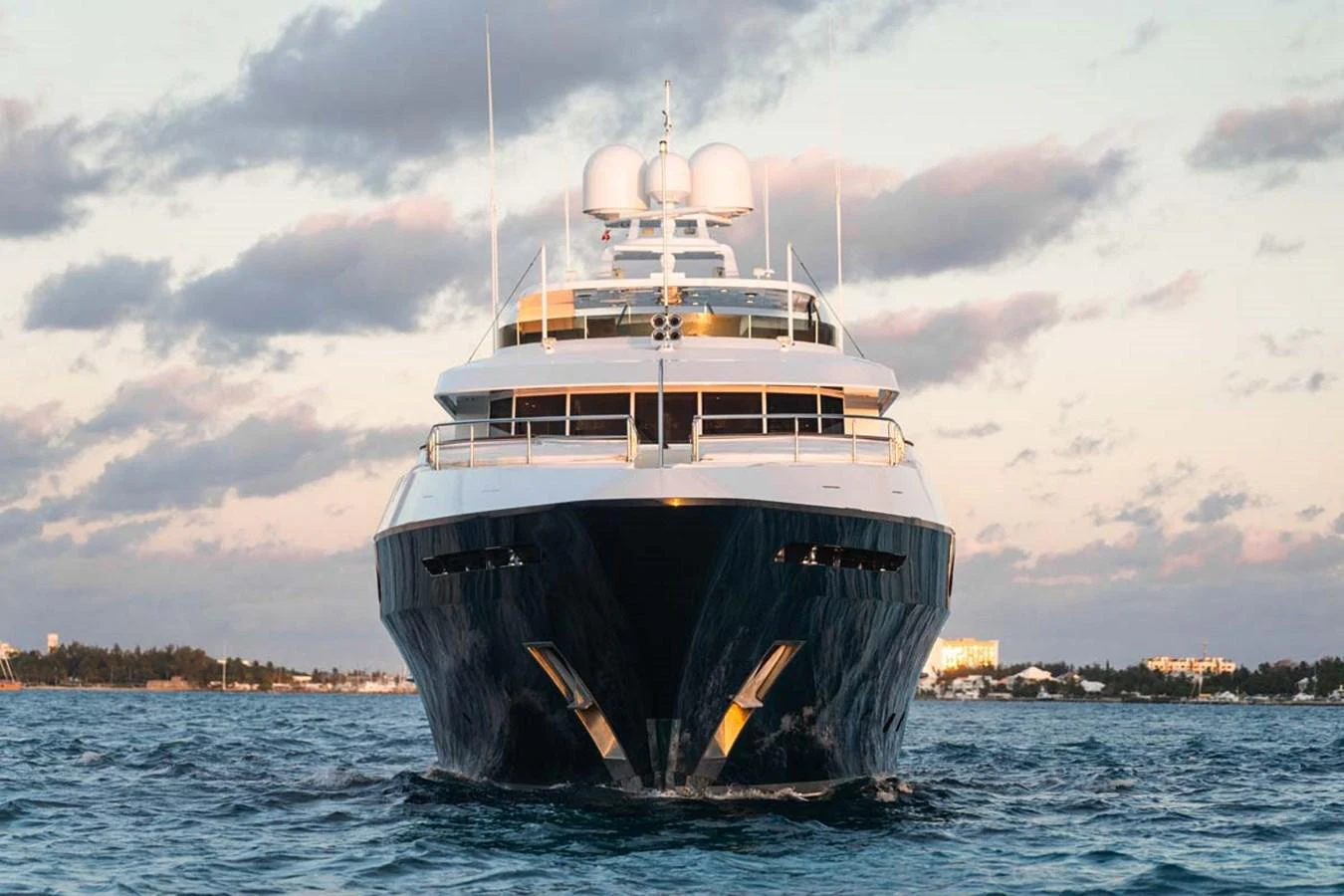 a large ship in the water aboard NICOLE EVELYN Yacht for Sale