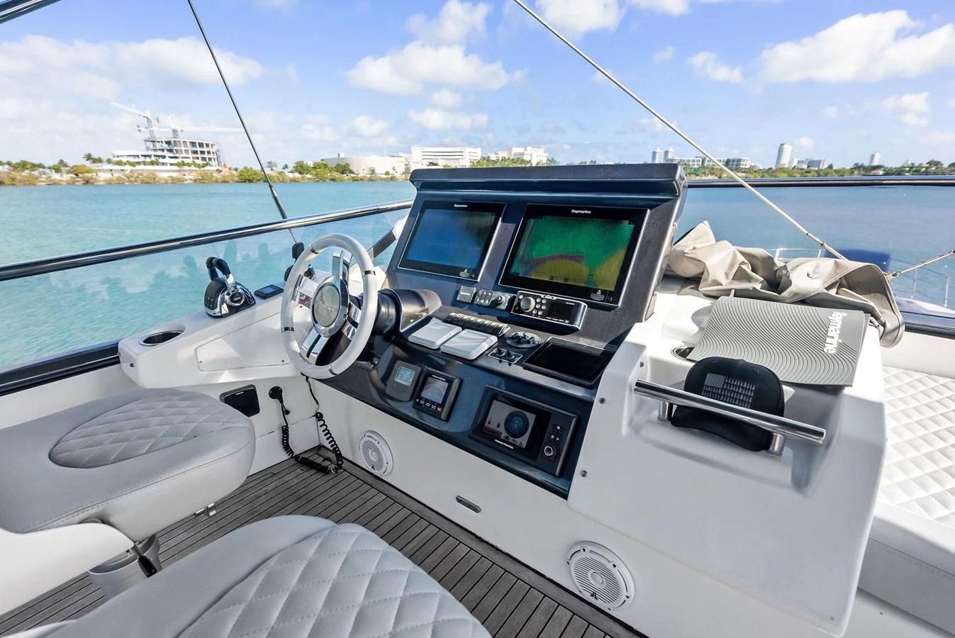 The helm station offers a sophisticated and modern control area with advanced navigation equipment. aboard PANDA Yacht for Sale