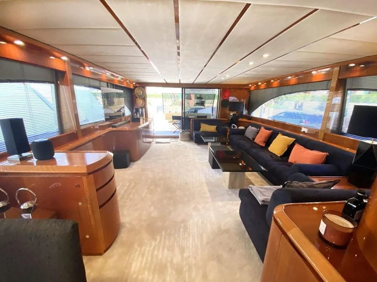 inside of a train aboard YAIZA Yacht for Sale