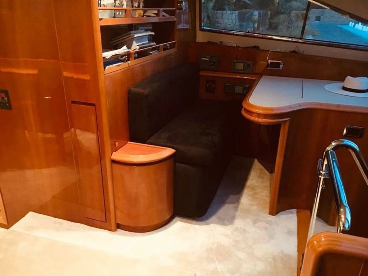 a desk and chair in a room aboard YAIZA Yacht for Sale