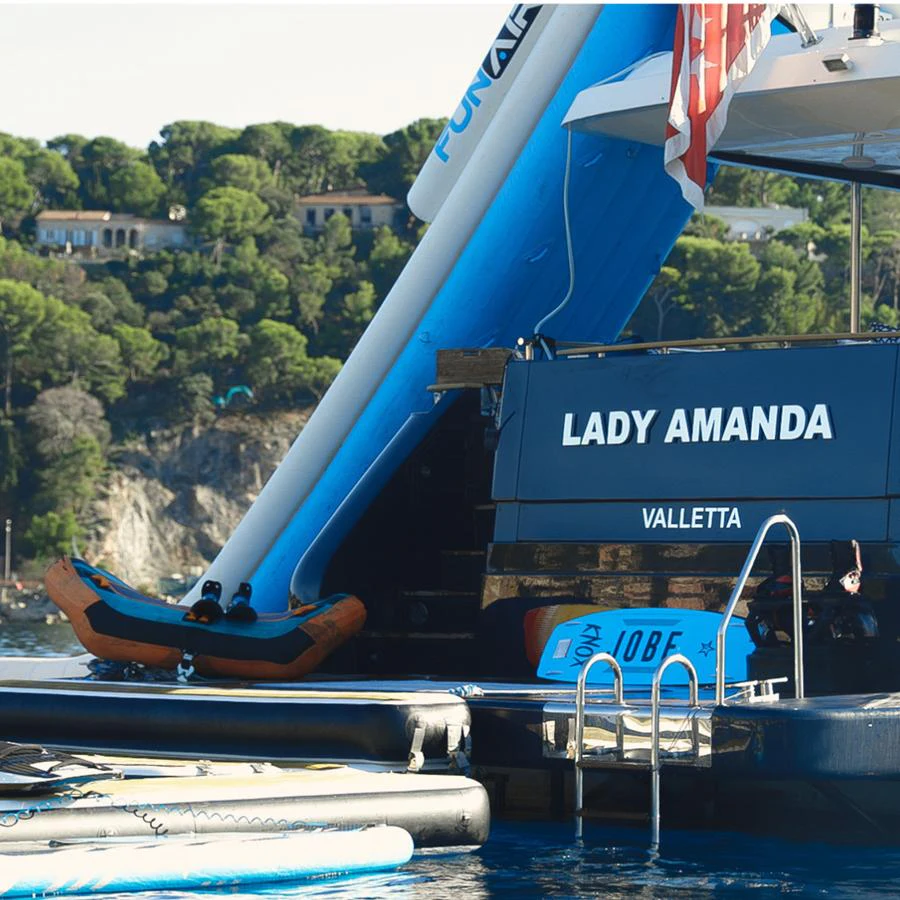 a boat on the water aboard LADY AMANDA Yacht for Sale