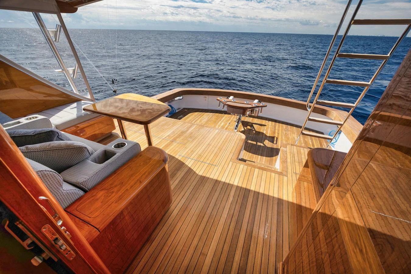 The yacht's aft deck offers a spacious and inviting area for relaxation with stunning ocean views. aboard BREE Yacht for Sale