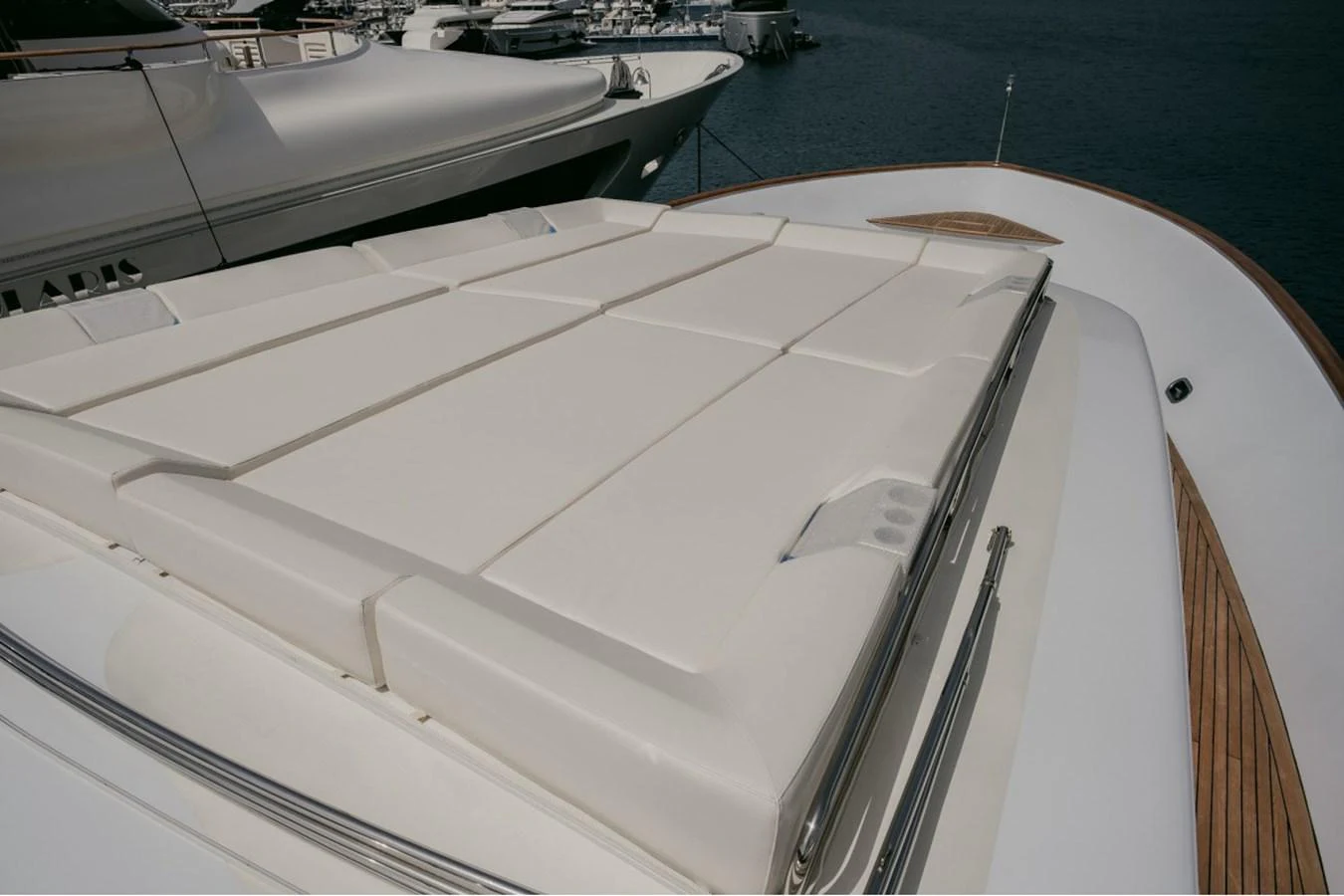The foredeck features spacious sunpads for ultimate relaxation. aboard PARSLEY Yacht for Sale