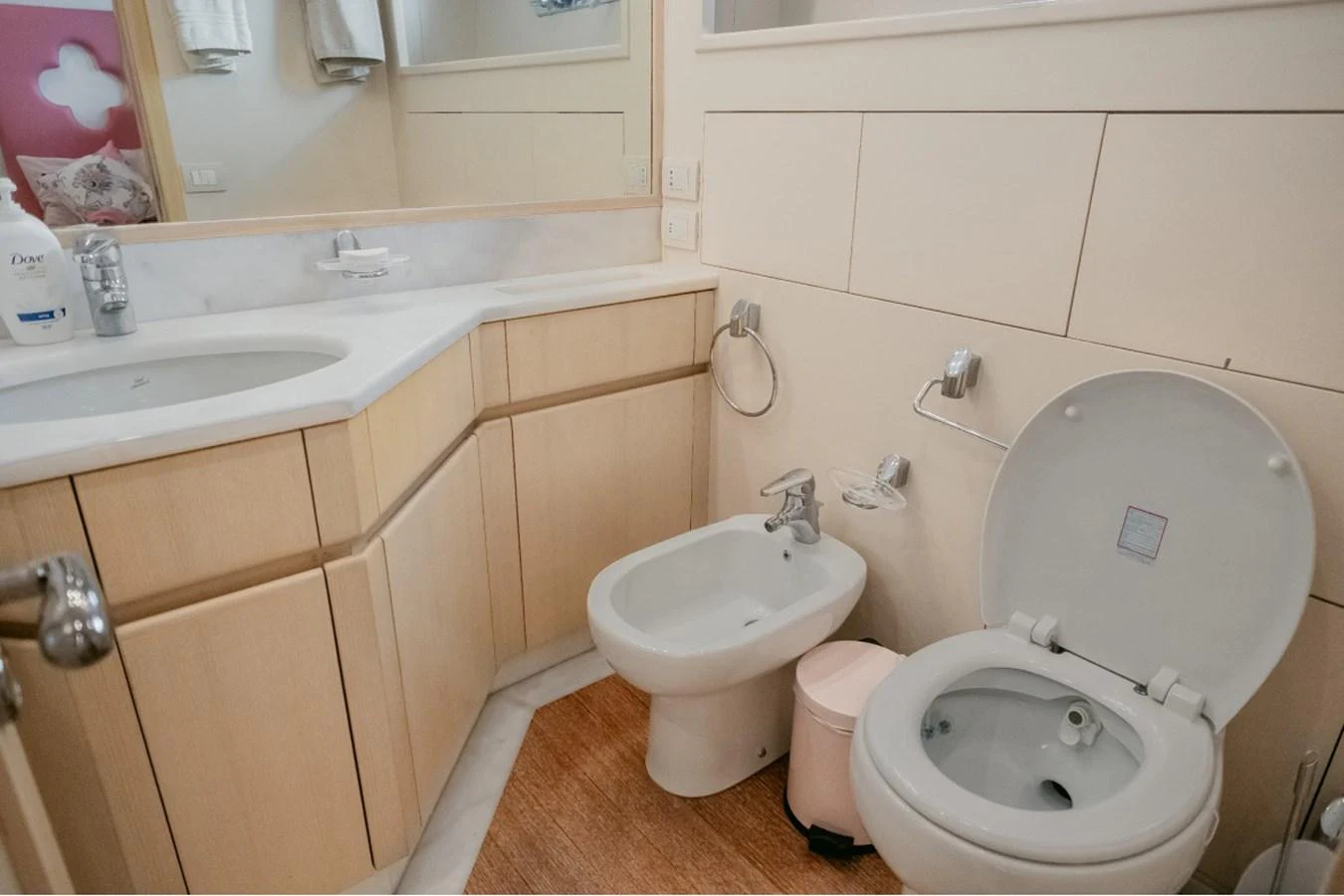 The yacht's bathroom features modern fixtures and a clean, functional design. aboard PARSLEY Yacht for Sale