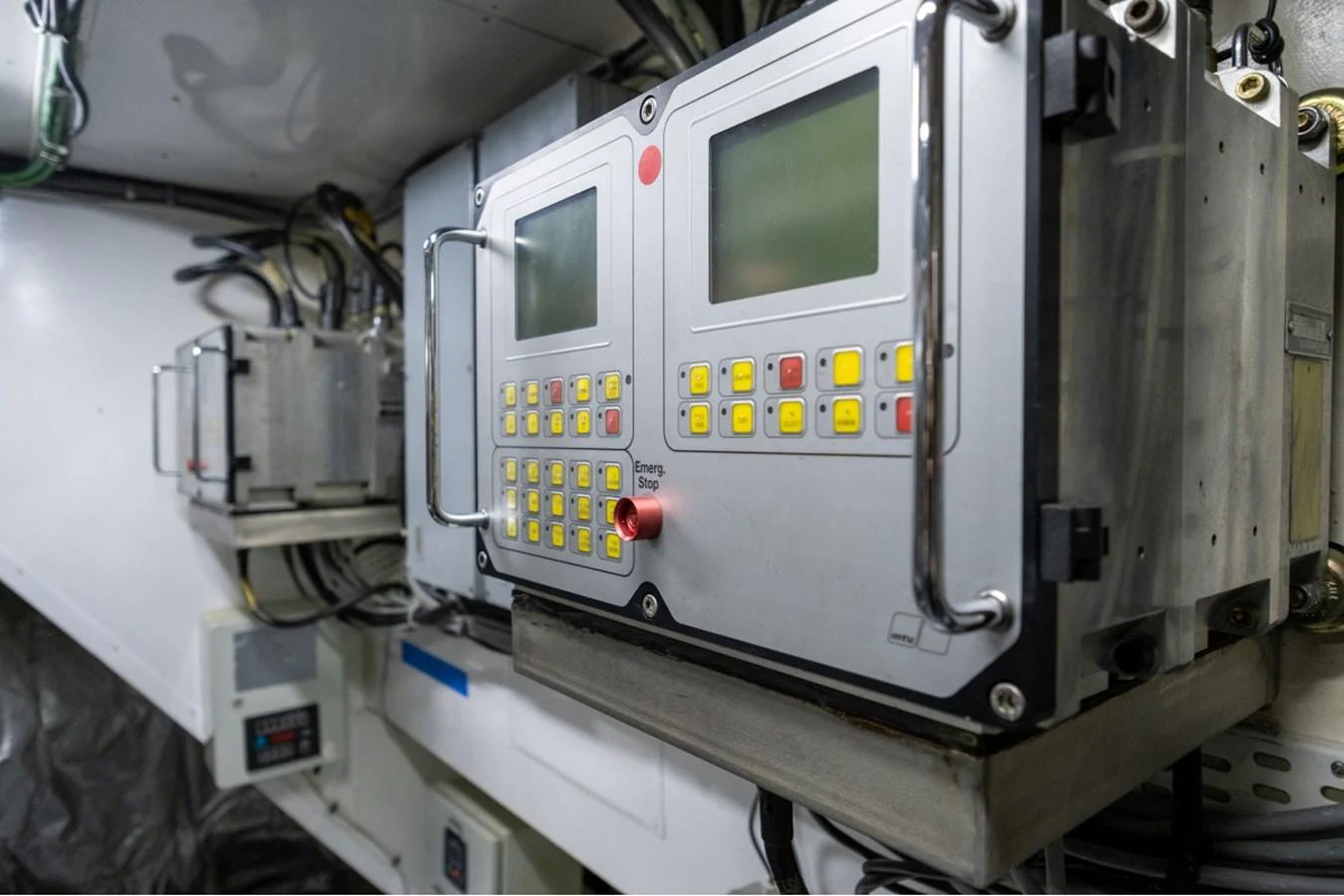 The image showcases the control panels and machinery within the yacht's engine room. aboard PARSLEY Yacht for Sale