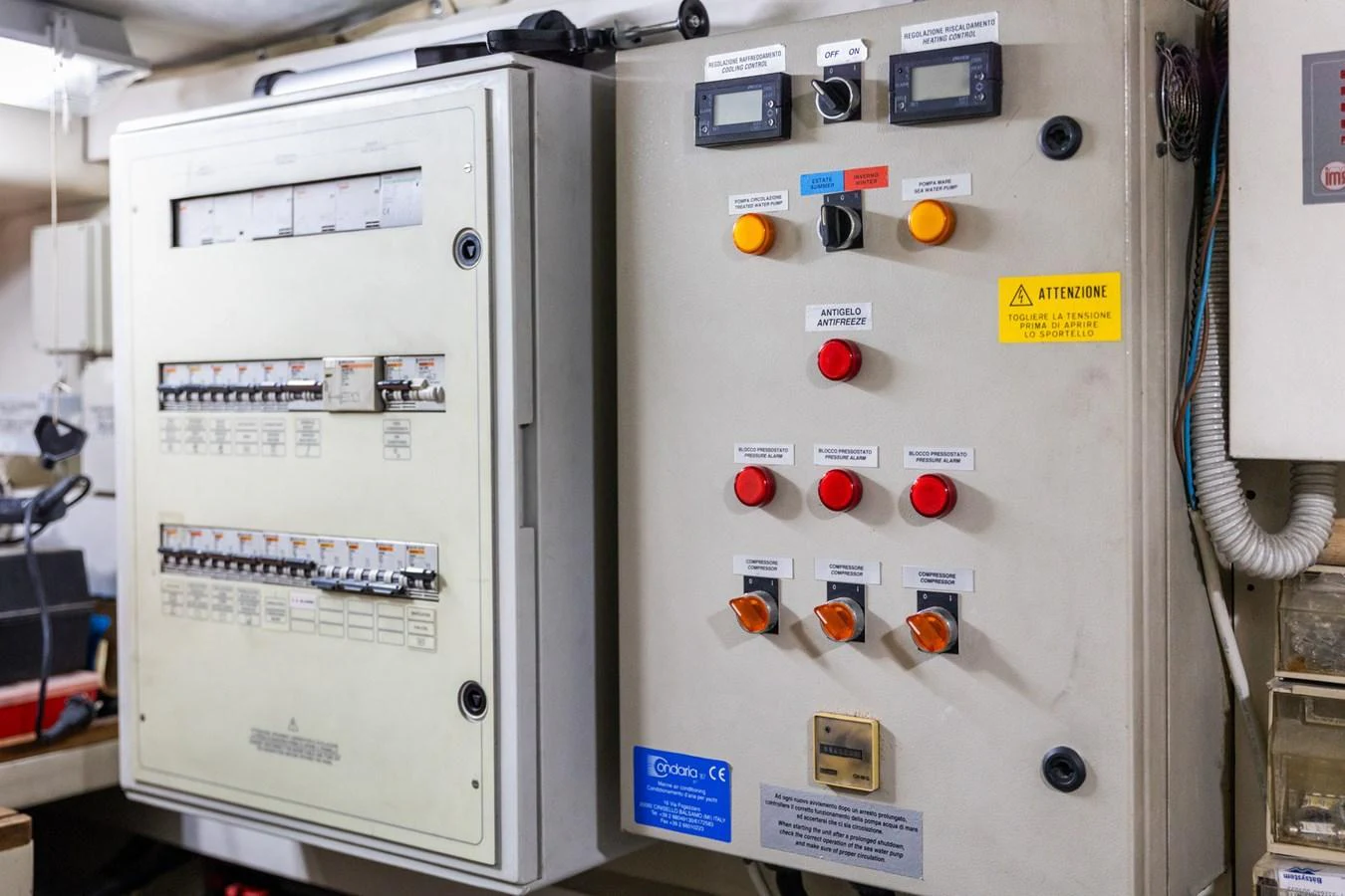 The image showcases the yacht's electrical control panel, highlighting its technical sophistication. aboard PUMABAY Yacht for Sale