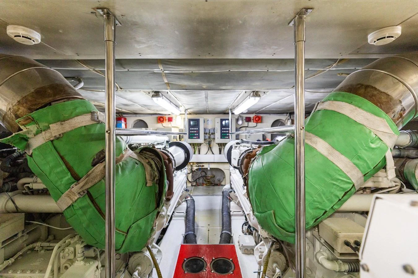 The image showcases the yacht's engine room with well-maintained machinery and equipment. aboard PUMABAY Yacht for Sale