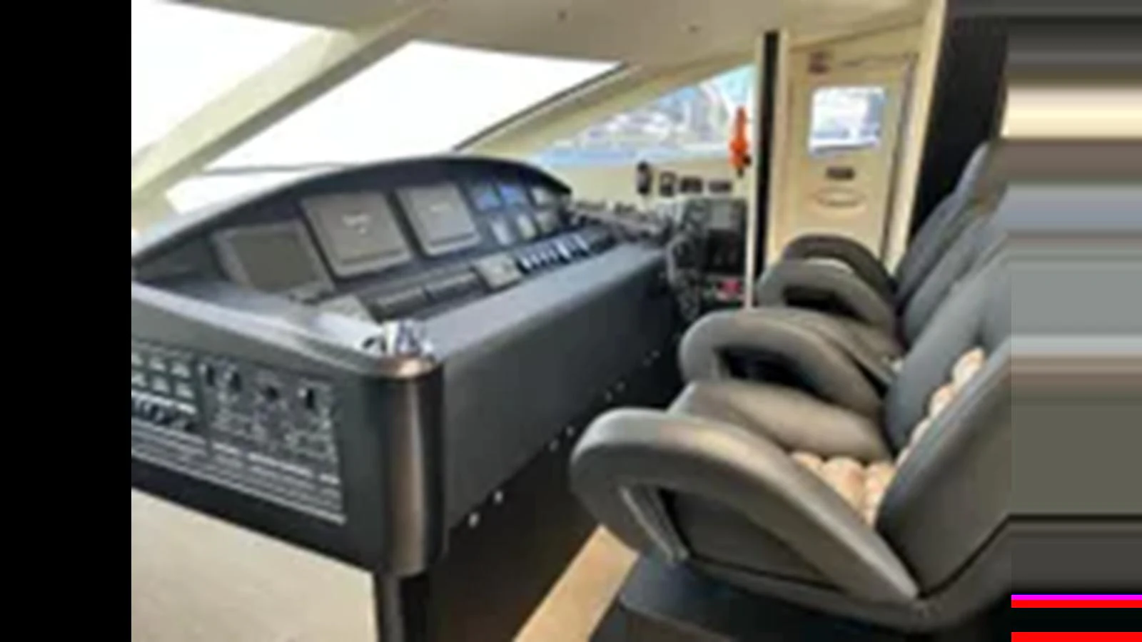 The helm station features advanced navigation equipment and comfortable seating for the captain and crew. aboard 2006 SUNSEEKER PREDATOR 82 Yacht for Sale