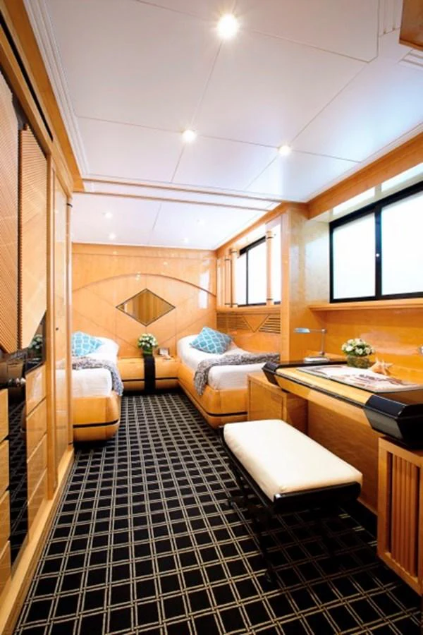 a room with a checkered floor aboard MILOS AT SEA Yacht for Sale