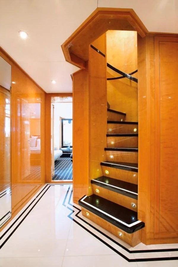 a wood cabinet in a room aboard MILOS AT SEA Yacht for Sale