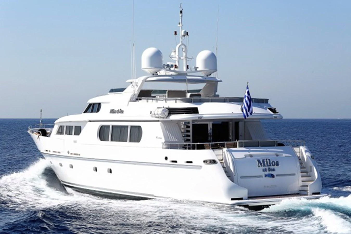 a white yacht on the water aboard MILOS AT SEA Yacht for Sale