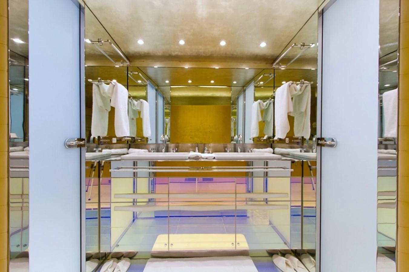 The yacht's bathroom features modern fixtures, ample lighting, and a sleek design. aboard MABROUK Yacht for Sale