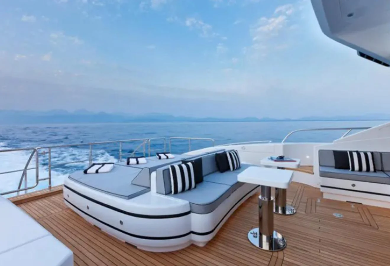 a boat on a deck aboard MANU Yacht for Sale