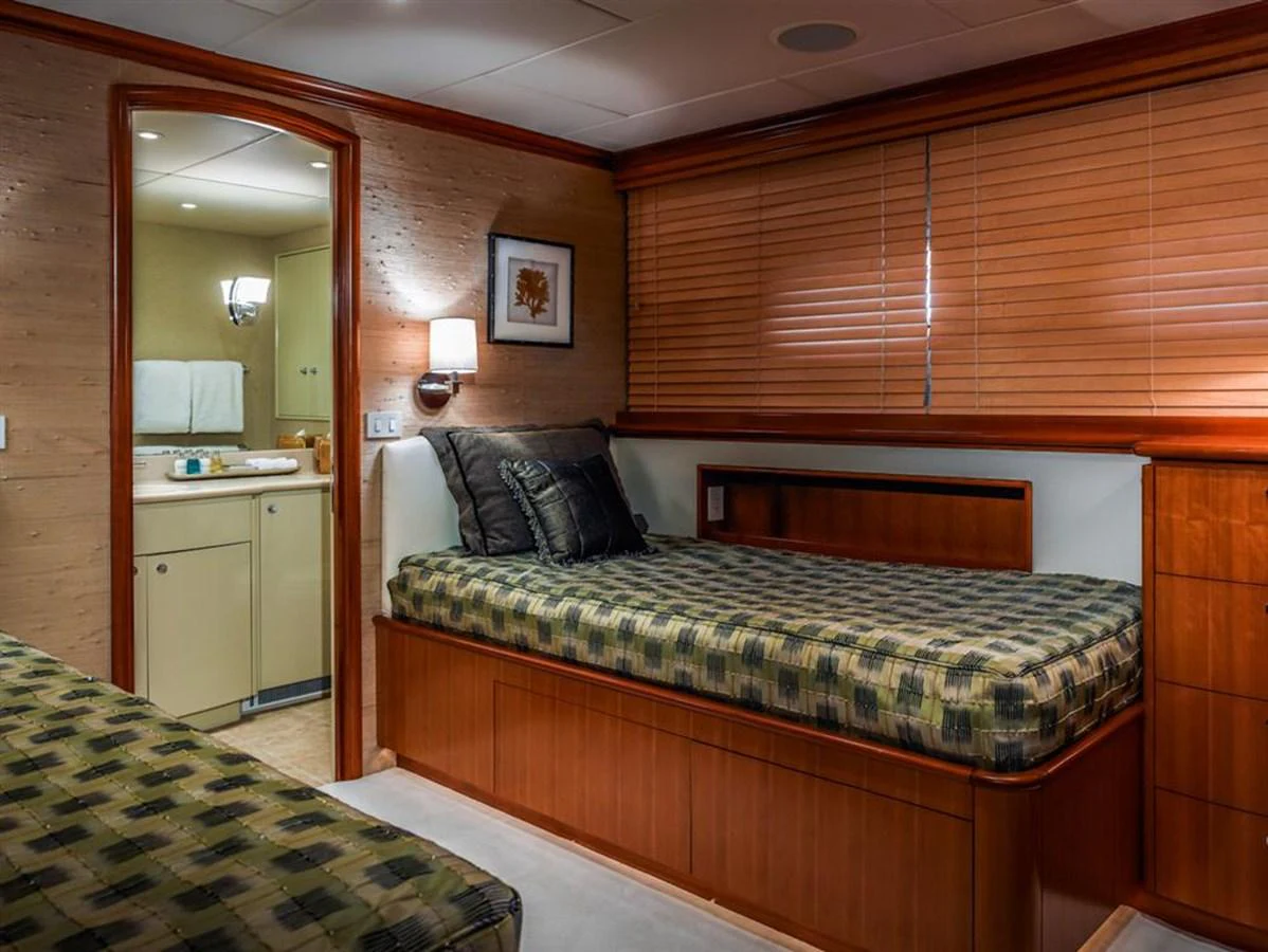 a bed in a room aboard MURPHY'S LAW Yacht for Sale