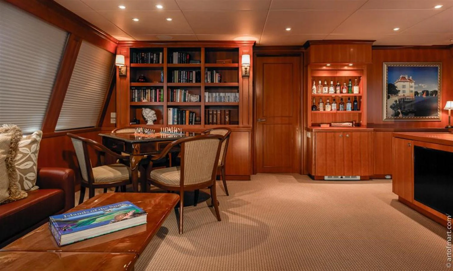 a living room with a table and chairs aboard MURPHY'S LAW Yacht for Sale