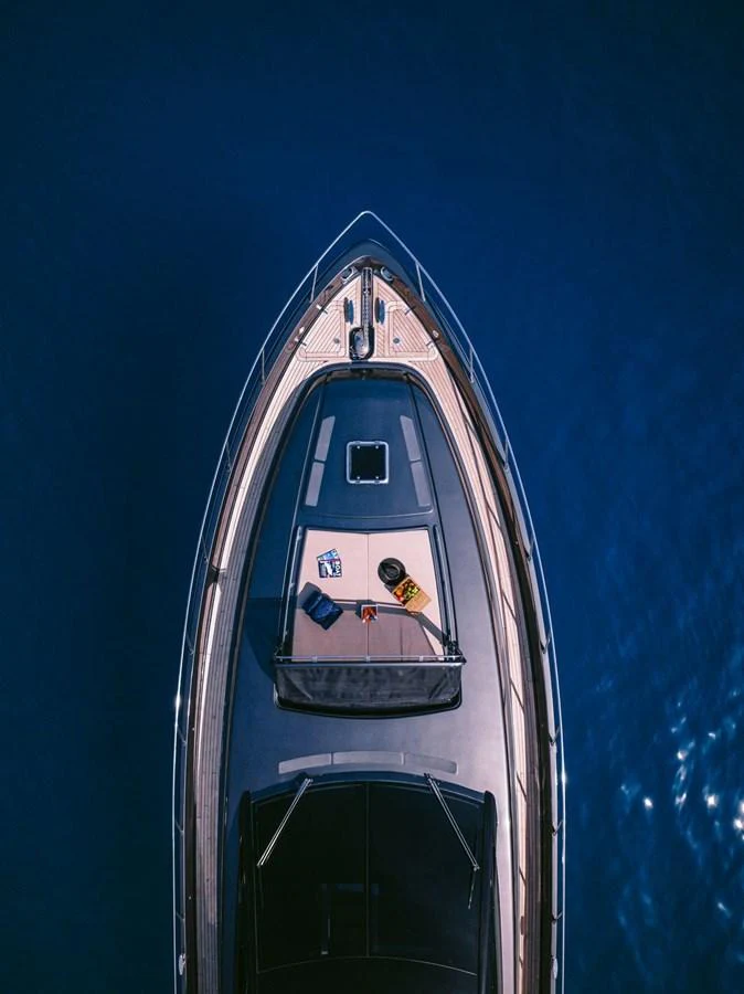 a person on a white tower aboard WHO CARES Yacht for Sale
