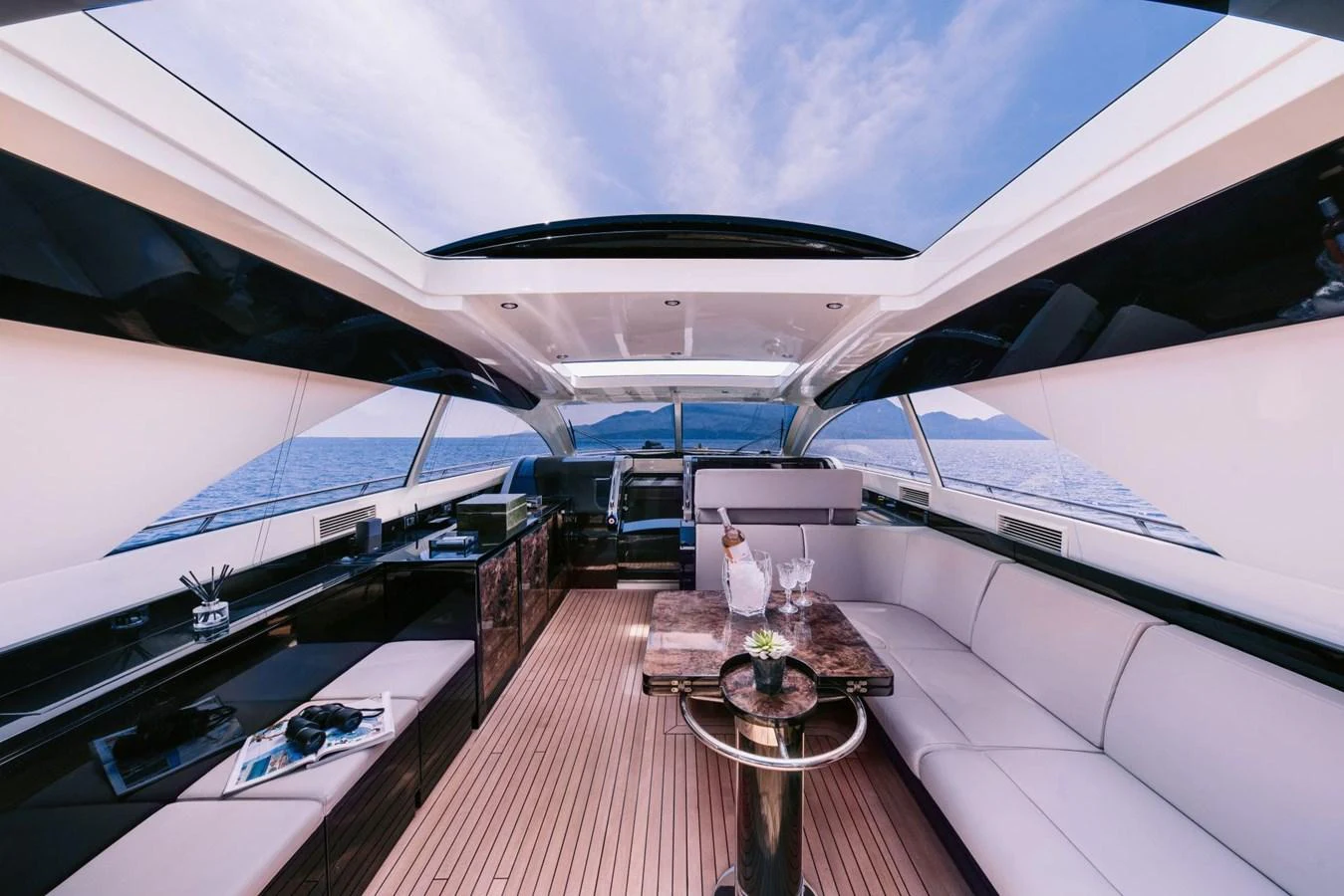 inside of a yacht aboard WHO CARES Yacht for Sale