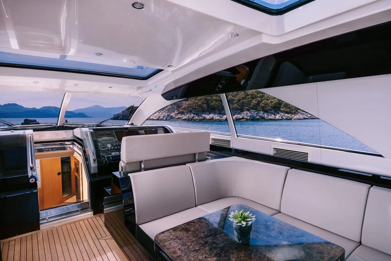 inside of a boat aboard WHO CARES Yacht for Sale
