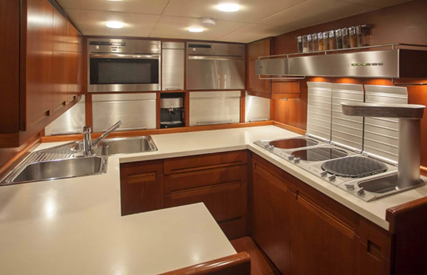 The galley features modern appliances and ample counter space for gourmet meal preparation. aboard GOLDEN TOUCH Yacht for Sale