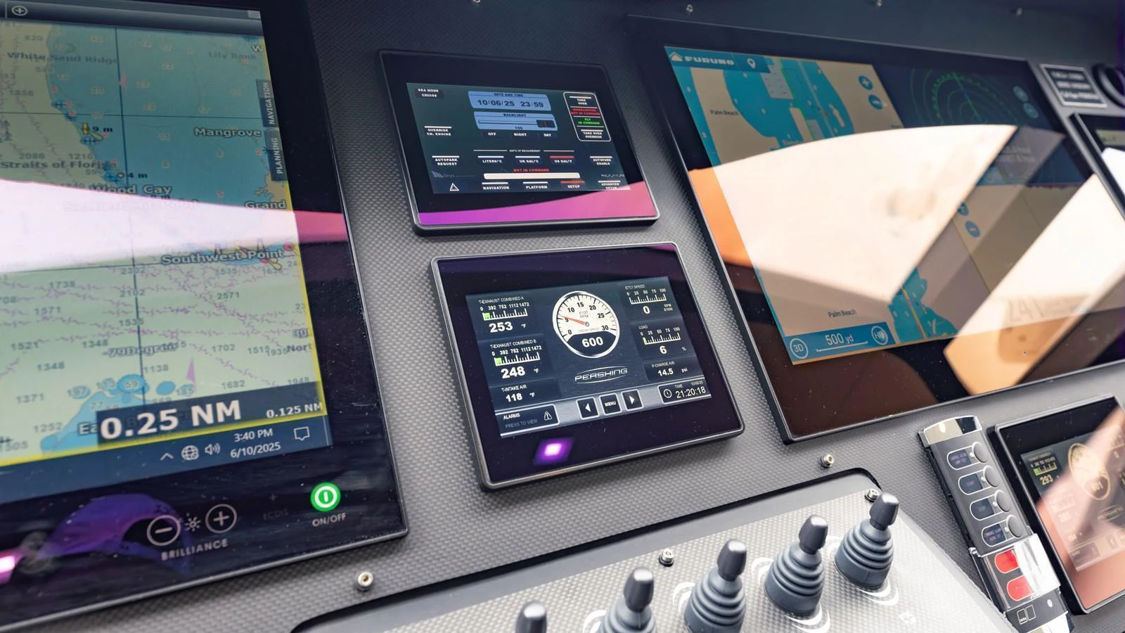 The helm features advanced navigation and control systems for precise yacht management. aboard ANDIAMO II Yacht for Sale