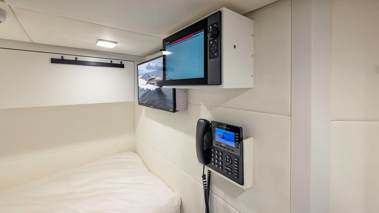 The crew quarters are equipped with modern communication and navigation systems, ensuring comfort and functionality. aboard ANDIAMO II Yacht for Sale