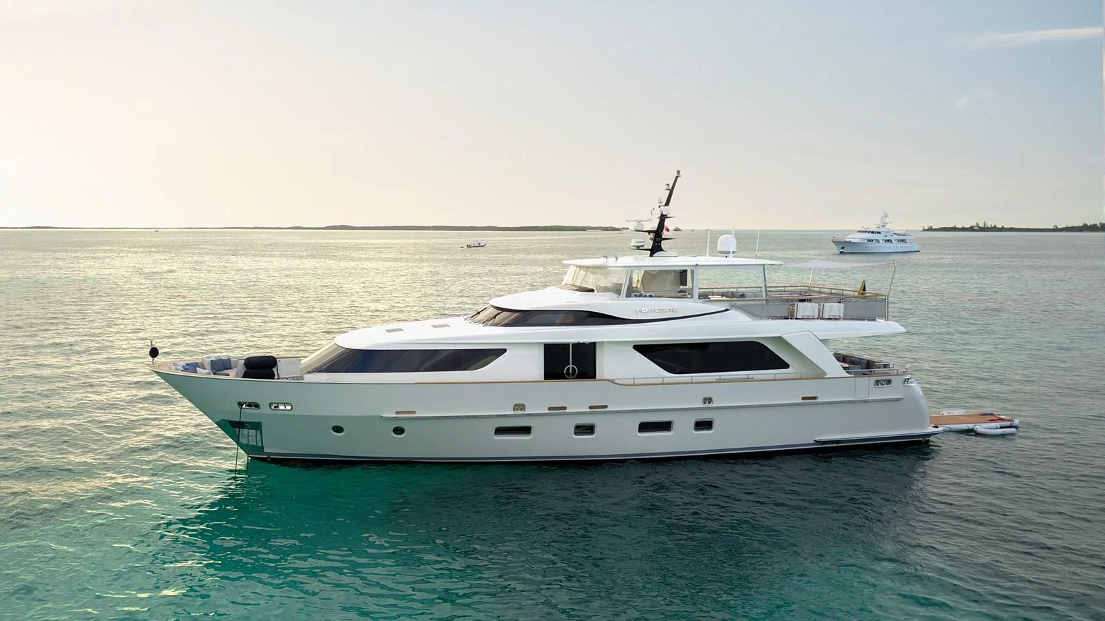a white yacht in the water aboard FONTANA Yacht for Sale