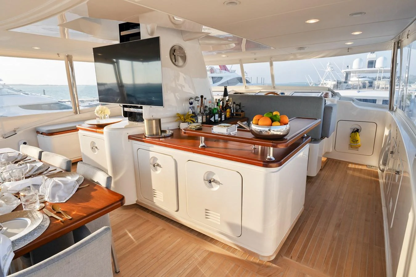a kitchen with a large island aboard FONTANA Yacht for Sale