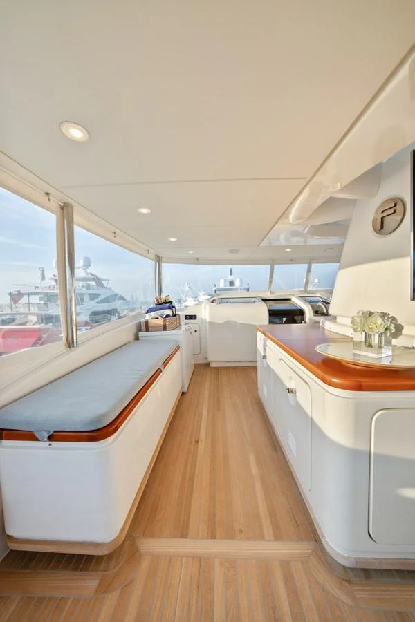 a room with a view of the ocean and the deck aboard FONTANA Yacht for Sale