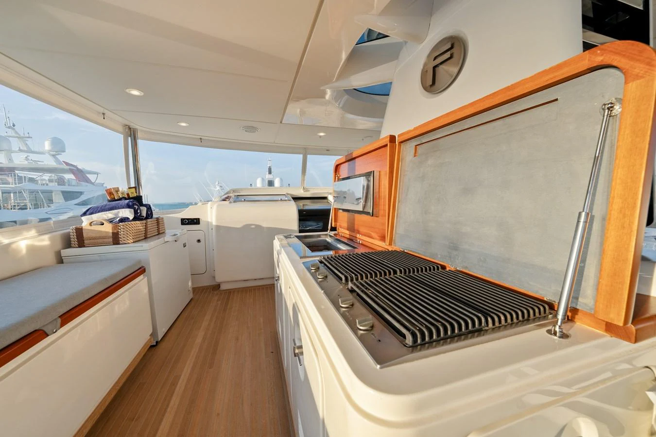 a kitchen with a large oven aboard FONTANA Yacht for Sale