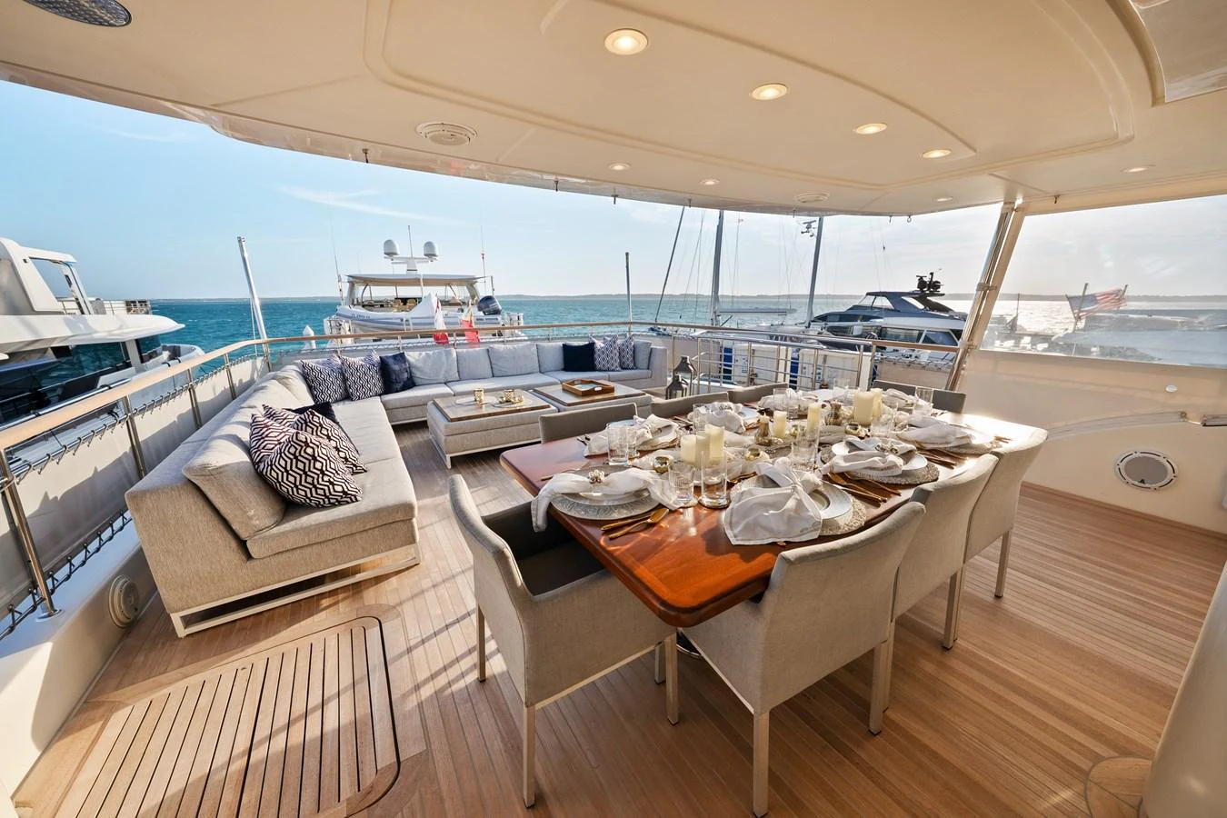 a table on a boat aboard FONTANA Yacht for Sale
