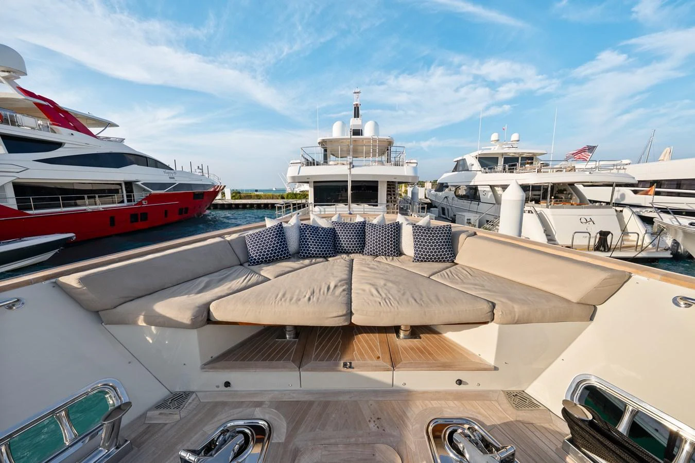 a boat dock with boats aboard FONTANA Yacht for Sale