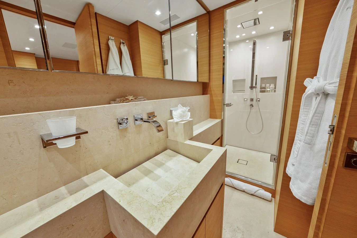 a bathroom with a bathtub and sink aboard FONTANA Yacht for Sale