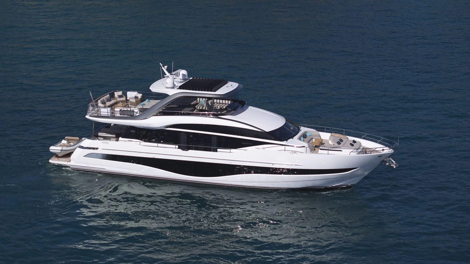 A sleek and modern yacht cruises gracefully on the open water. aboard POLARIS Yacht for Sale
