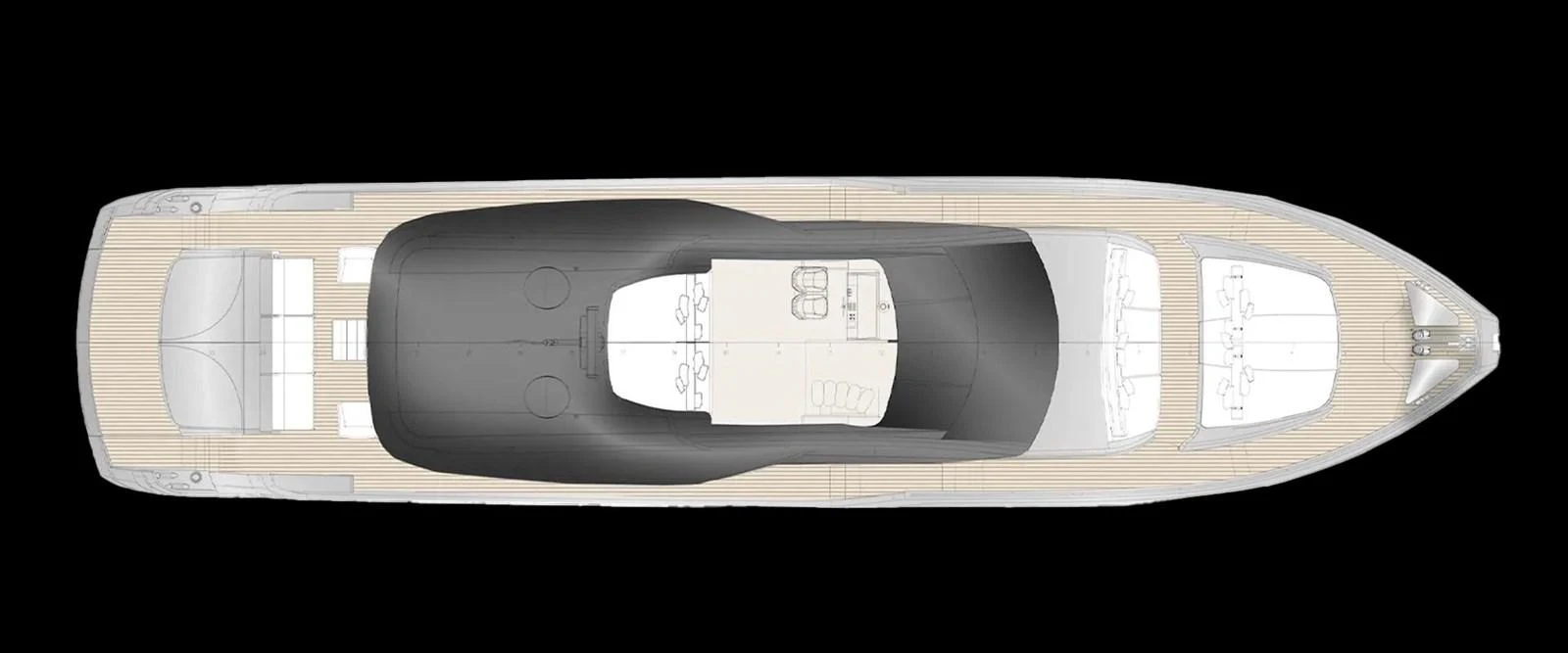 The image showcases a detailed deck plan of the yacht, highlighting its layout and design. aboard FILIPPETTI S90-01 Yacht for Sale