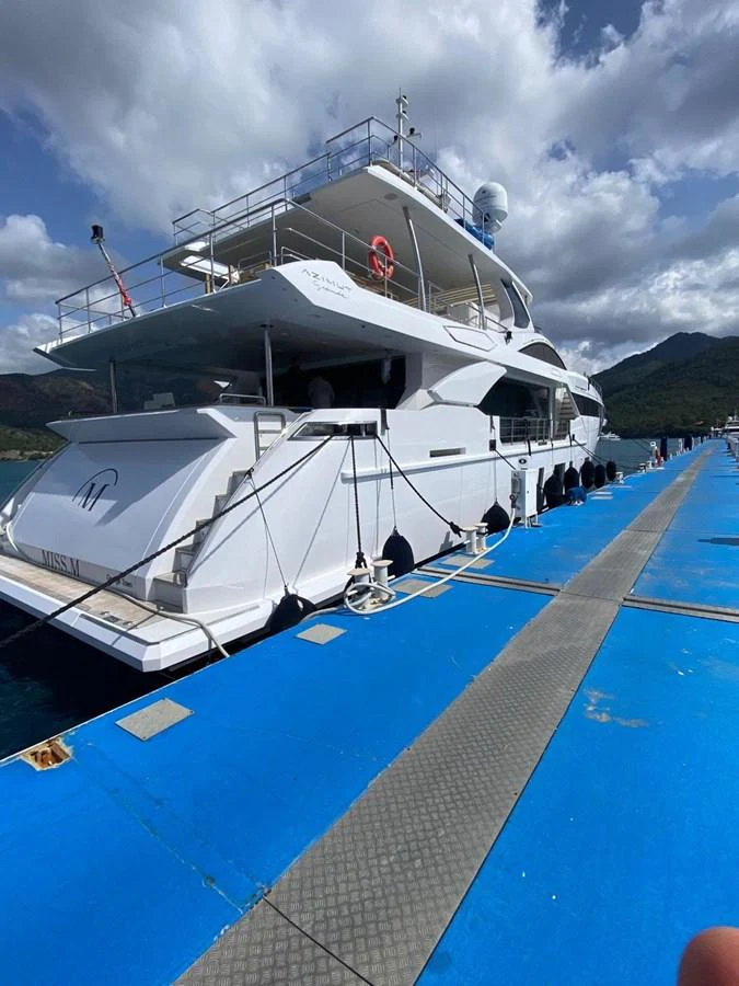 a boat docked at a pier aboard SHABBY OF THE SEAS Yacht for Sale