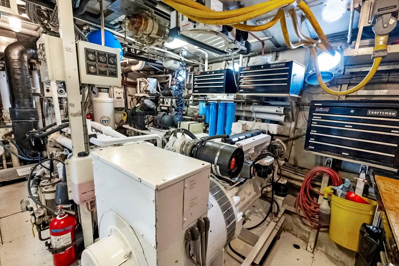 The engine room is equipped with advanced machinery and tools, ensuring optimal performance and maintenance capabilities. aboard CHANTICLEER Yacht for Sale