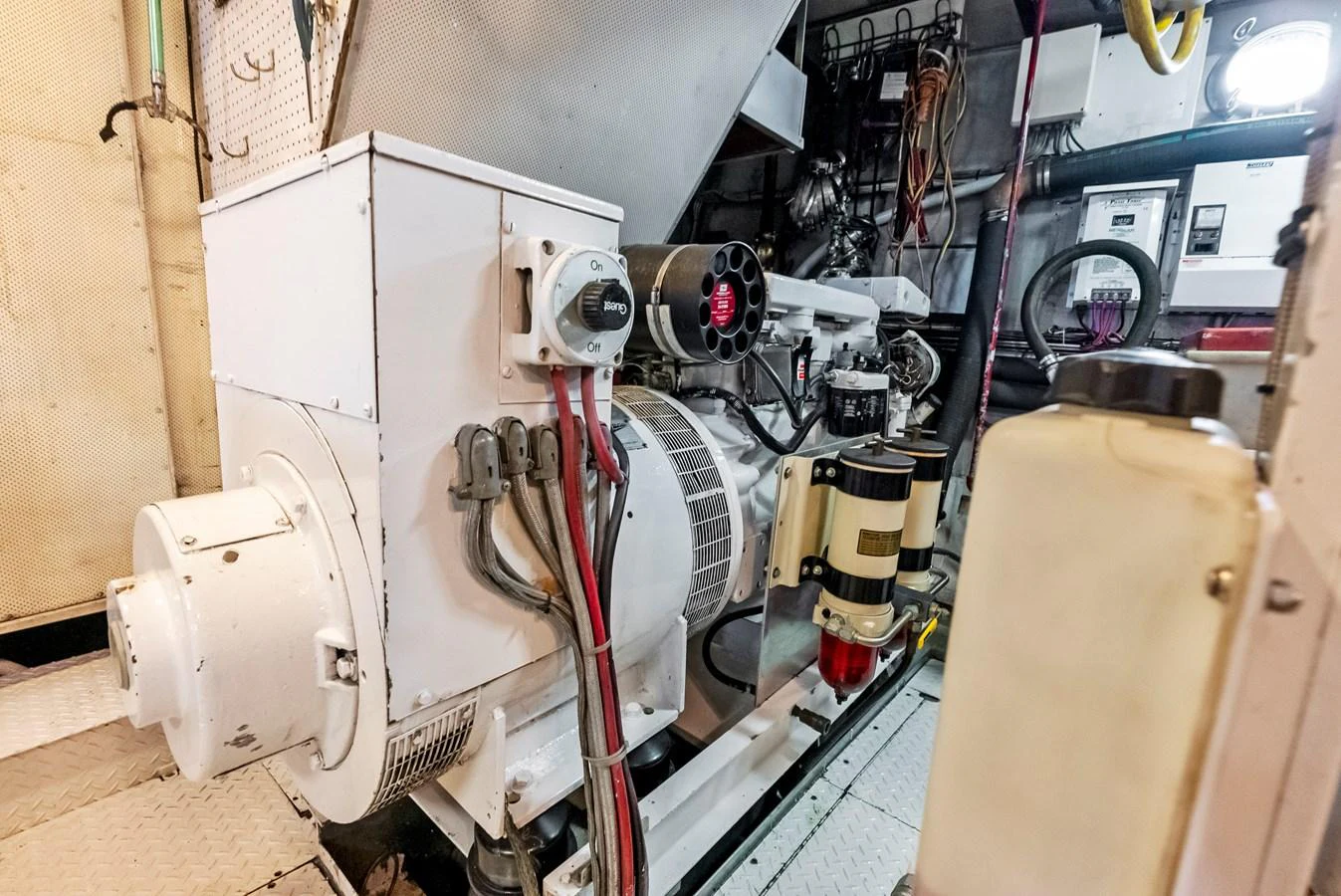 The image showcases the well-maintained engine room of the yacht, highlighting its mechanical components. aboard CHANTICLEER Yacht for Sale