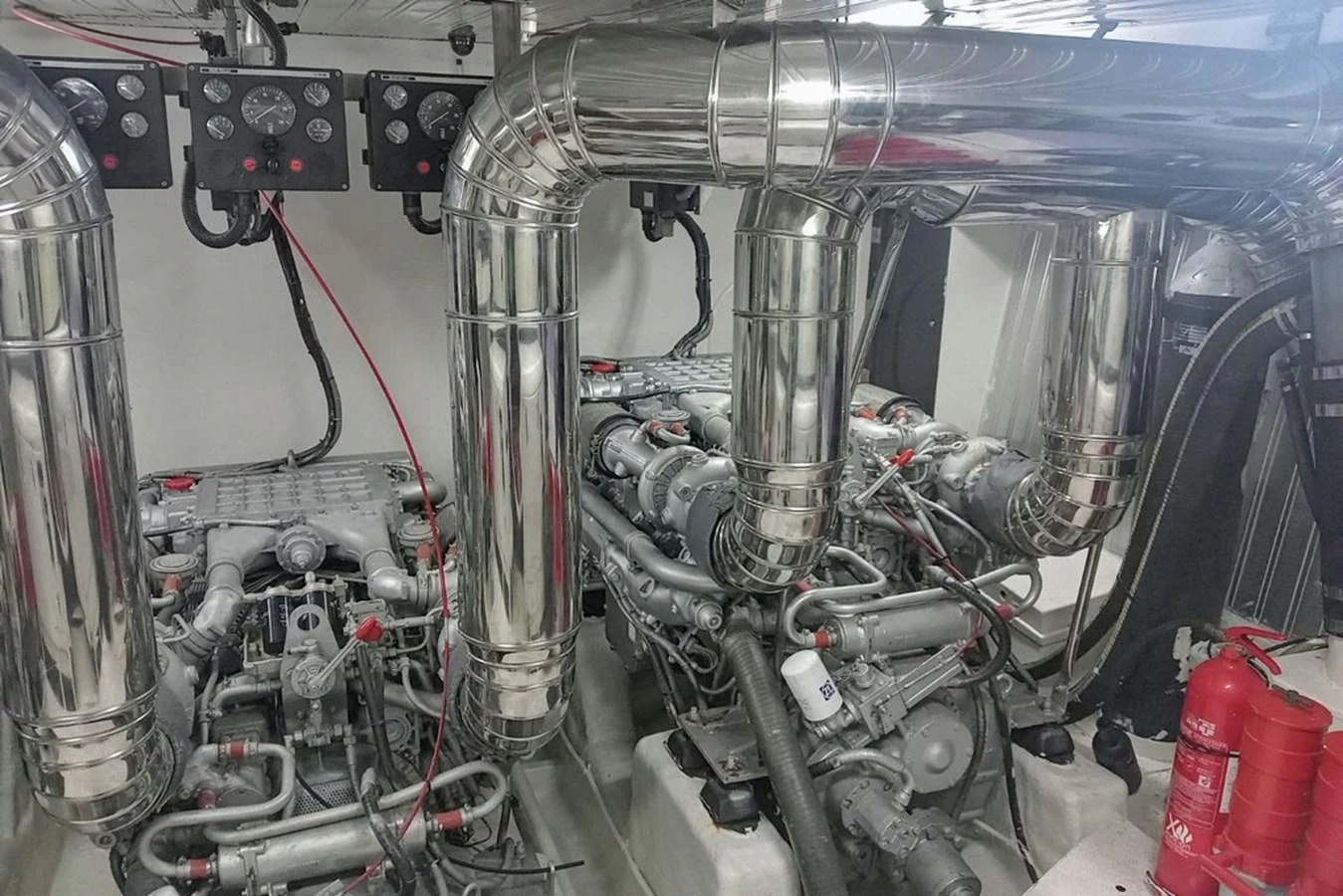 The engine room showcases powerful machinery and meticulous engineering. aboard ASTONDOA 82 GLX Yacht for Sale