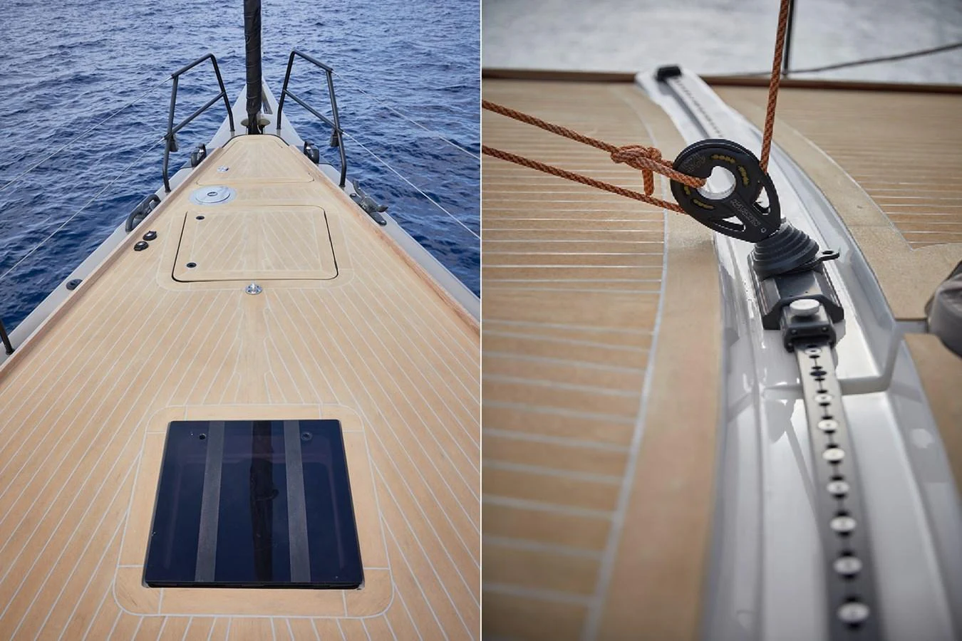 The image showcases the detailed craftsmanship of the yacht's deck, highlighting the quality of materials and rigging. aboard 2026 YYACHTS Y7 Yacht for Sale