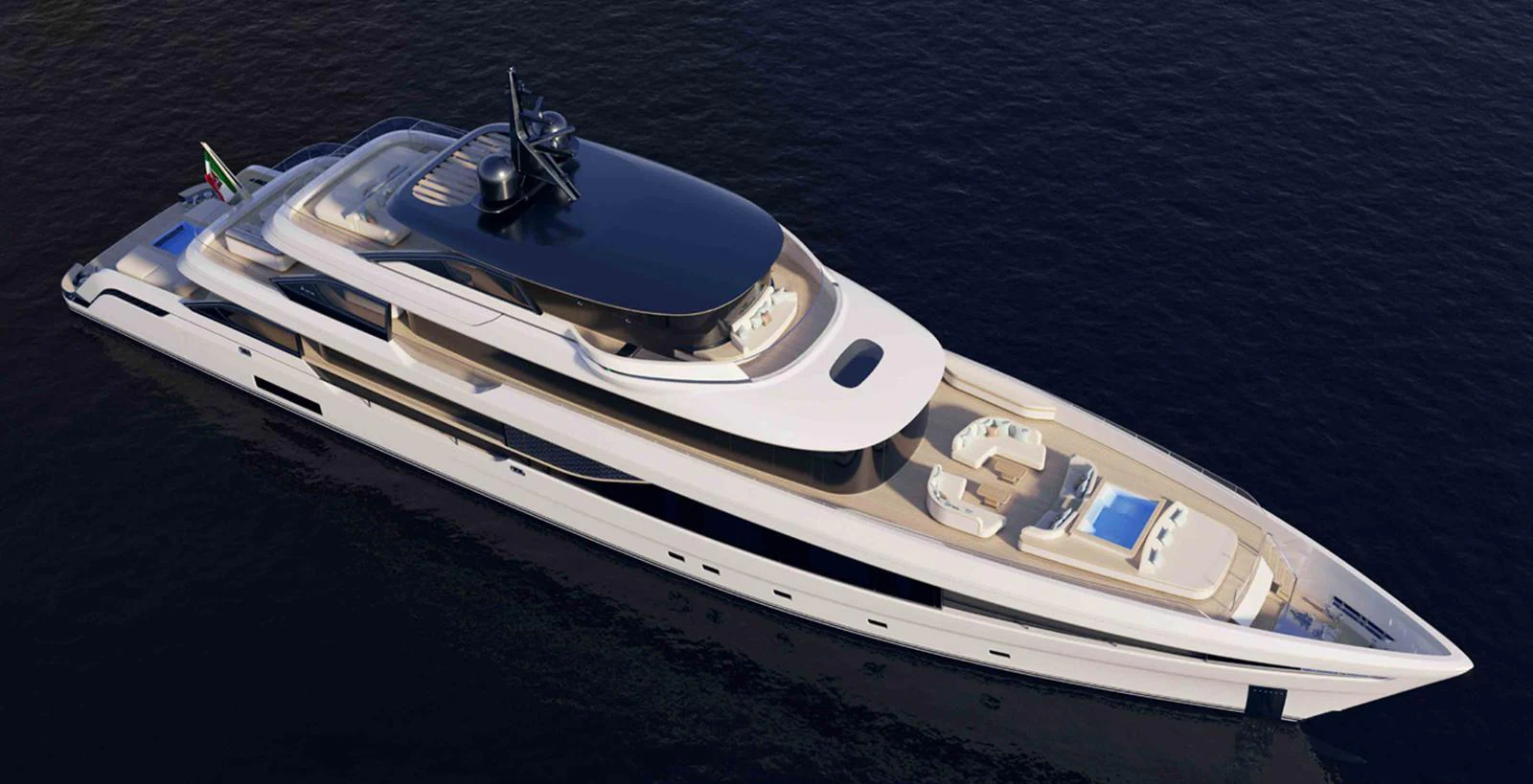 A sleek and modern yacht glides gracefully on calm waters, showcasing its luxurious design and spacious decks. aboard ADMIRAL PANORAMA 50/04 Yacht for Sale