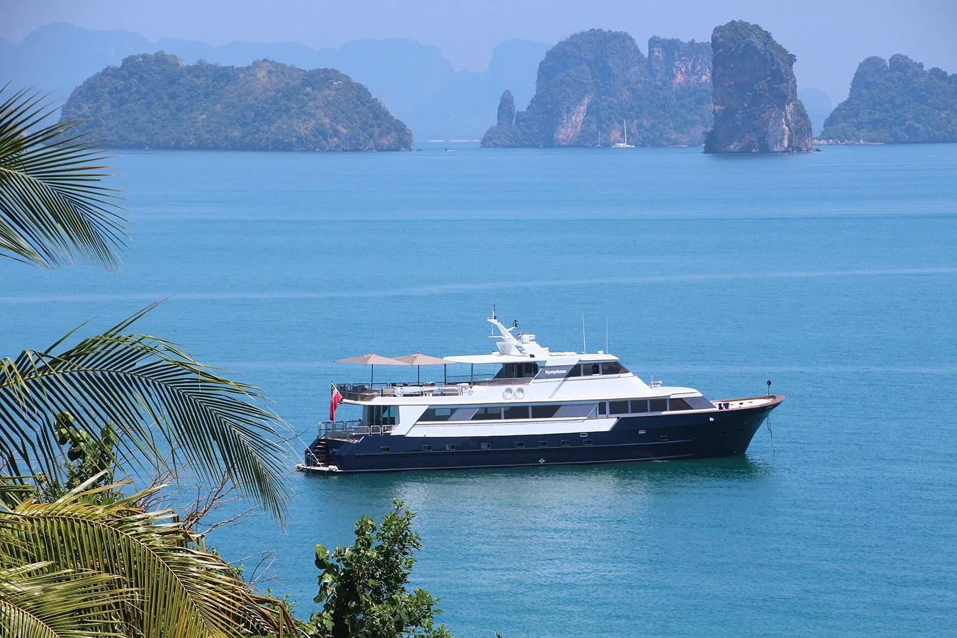 a boat in the water aboard NYMPHAEA Yacht for Sale