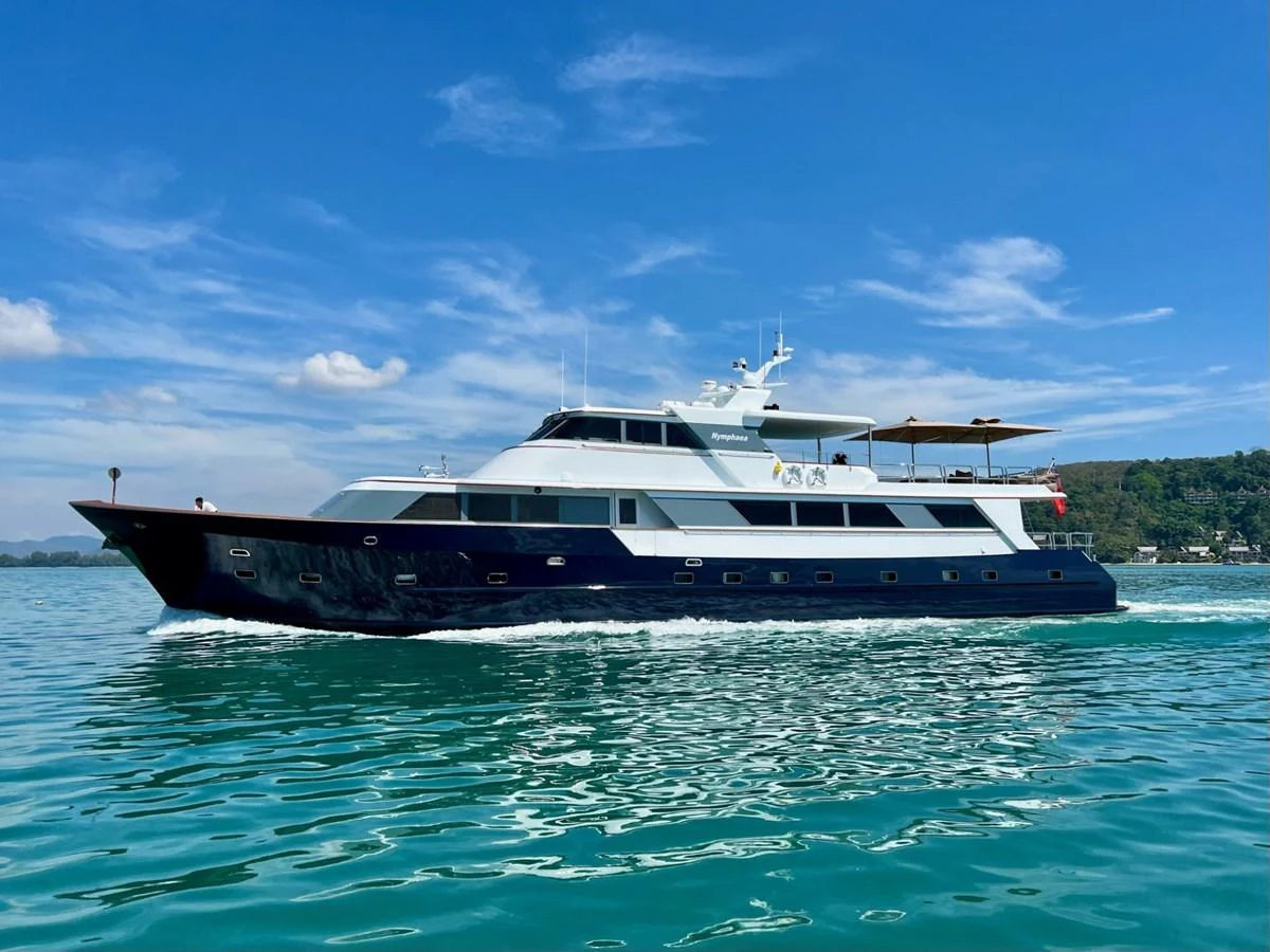 a boat on the water aboard NYMPHAEA Yacht for Sale