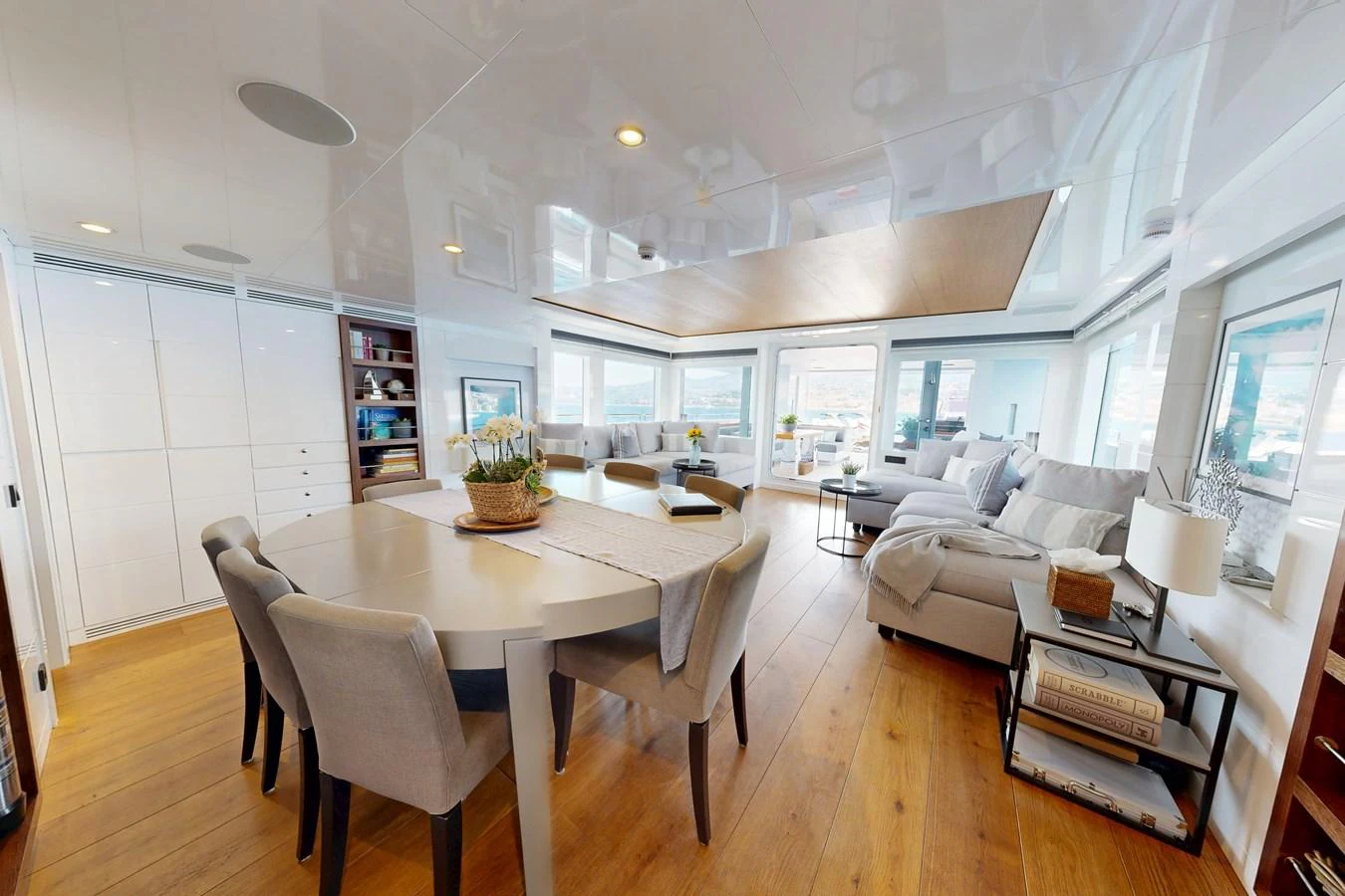 a large kitchen and dining room aboard PREFERENCE 19 Yacht for Sale