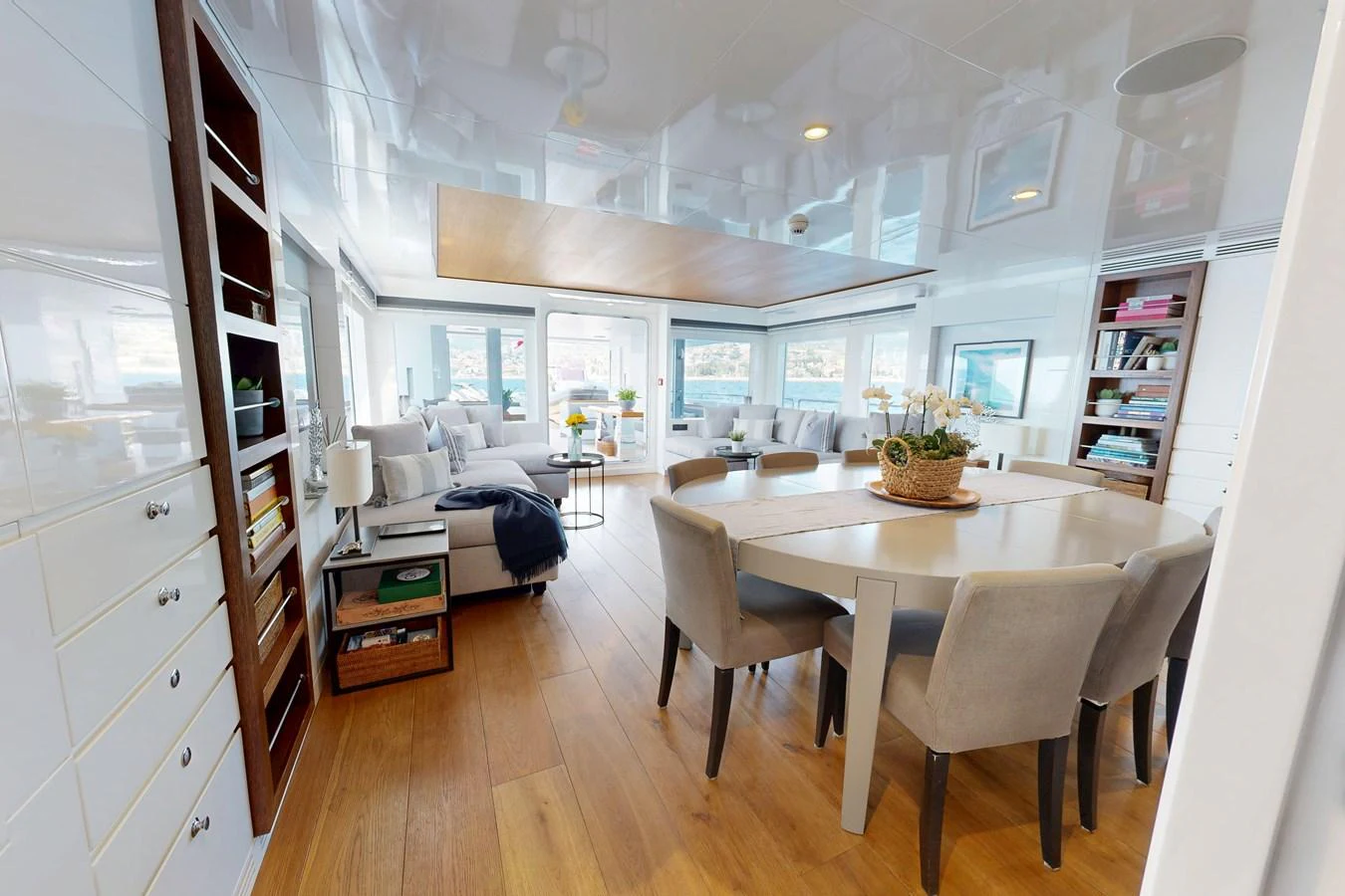 a kitchen with a dining table aboard PREFERENCE 19 Yacht for Sale