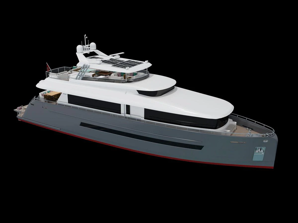A sleek and modern yacht with a streamlined design and spacious decks. aboard STELLARONE ST88/01 Yacht for Sale