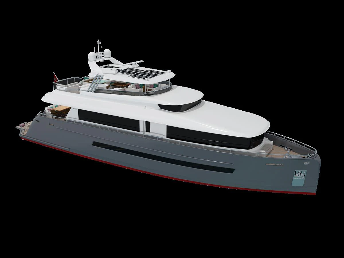 A sleek and modern yacht with a streamlined design and spacious decks. aboard STELLARONE ST88/01 Yacht for Sale